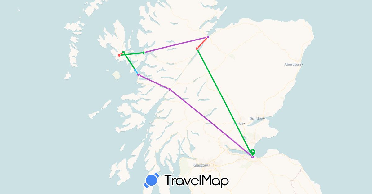 TravelMap itinerary: driving, bus, train, hiking, boat in United Kingdom (Europe)